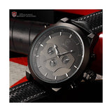 Be-Shark Dual Time Zone Analog Date Day Men's Leather Strap Sport Wrist Watch S