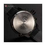 Be-Shark Dual Time Zone Analog Date Day Men's Leather Strap Sport Wrist Watch S