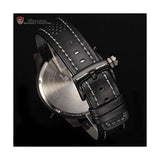 Be-Shark Dual Time Zone Analog Date Day Men's Leather Strap Sport Wrist Watch S