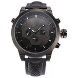 Be-Shark Dual Time Zone Analog Date Day Men's Leather Strap Sport Wrist Watch S