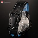 Be-Shark Men's Analog Date Day Sport Quartz Leather Band Wrist Watch SH185be