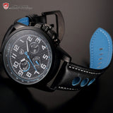 Be-Shark Men's Analog Date Day Sport Quartz Leather Band Wrist Watch SH185be