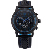 Be-Shark Men's Analog Quartz Chronograph Black Leather Band Wrist Watch SH252be