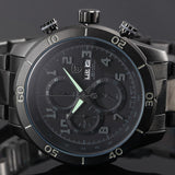 Be-Shark Men's Chronograph Day Date Black Stainless Steel Sport Quartz Watch SH