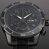 Be-Shark Men's Chronograph Day Date Black Stainless Steel Sport Quartz Watch SH