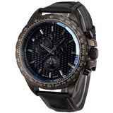 Be-Shark Men's Chronograph Japanese Quartz Black Leather Sport Watch SH192be