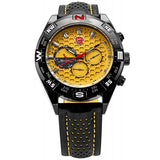 Be-Shark Men's Fashion Black Big Case Leather Sport Quartz Army Analog Wrist Wa