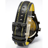 Be-Shark Men's Fashion Black Big Case Leather Sport Quartz Army Analog Wrist Wa