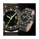 Be-Shark Men's LCD Stopwatch Alarm Date Quartz Black Leather Backlit Sport Watc