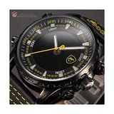 Be-Shark Men's LCD Stopwatch Alarm Date Quartz Black Leather Backlit Sport Watc