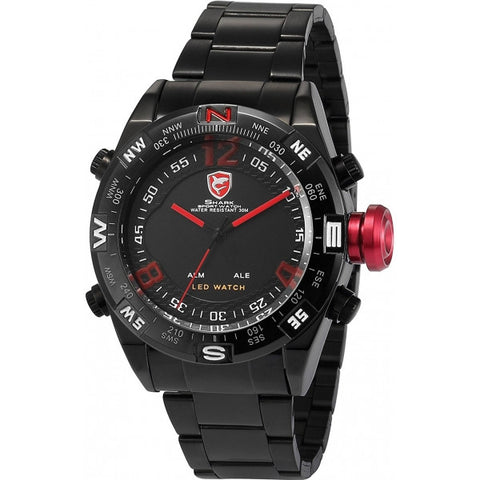 Be-Shark Men's LED Date Day Digital Black Red Army Sport Quartz Wrist Watch