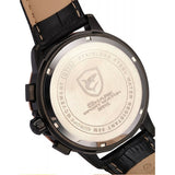 Be-Shark Men's Quartz Gold Case Day Date Display Chronograph Black Dial Leatche