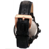 Be-Shark Men's Quartz Gold Case Day Date Display Chronograph Black Dial Leatche