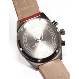 Be-Shark Men's Quartz Watch Analog Chronograph Red Leather Band Sport