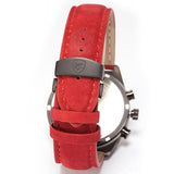 Be-Shark Men's Quartz Watch Analog Chronograph Red Leather Band Sport