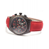 Be-Shark Men's Quartz Watch Analog Chronograph Red Leather Band Sport
