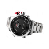 Be-Shark Men's Sport Digital Date Day Black Dial Alarm Stainless Steel Sport Qu