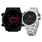 Be-Shark Men's Sport Digital Date Day Black Dial Alarm Stainless Steel Sport Qu