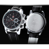 Be-Shark Water resistan Sport Quartz Date Day Analog Leather Men's Silver Case