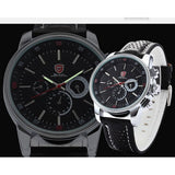 Be-Shark Water resistan Sport Quartz Date Day Analog Leather Men's Silver Case