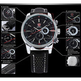 Be-Shark Water resistan Sport Quartz Date Day Analog Leather Men's Silver Case
