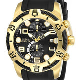 Invicta Men's Bolt Black Dial Yellow Gold Steel and Black Silicone Strap Chrono