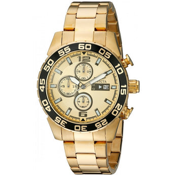 Invicta Men's 1016 II Collection Chronograph Gold Dial 18k Gold-Plated Stainles