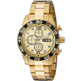 Invicta Men's 1016 II Collection Chronograph Gold Dial 18k Gold-Plated Stainles