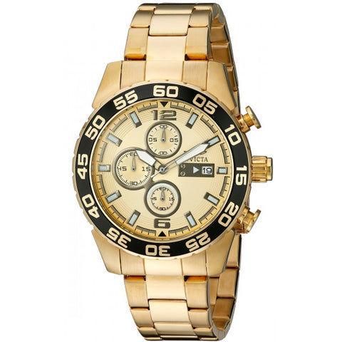 Invicta Men's 1016 II Collection Chronograph Gold Dial 18k Gold-Plated Stainles