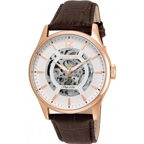 Invicta Men's Objet D Art Automatic Stainless Steel and Leather Casual Watch