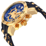 Invicta Men's Pro Diver Chronograph Blue and Gold Dial Steel and Silicone Strap