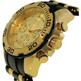 Invicta Men's Pro Diver Chronograph Gold Tone Dial Steel and Silicone Strap Wat