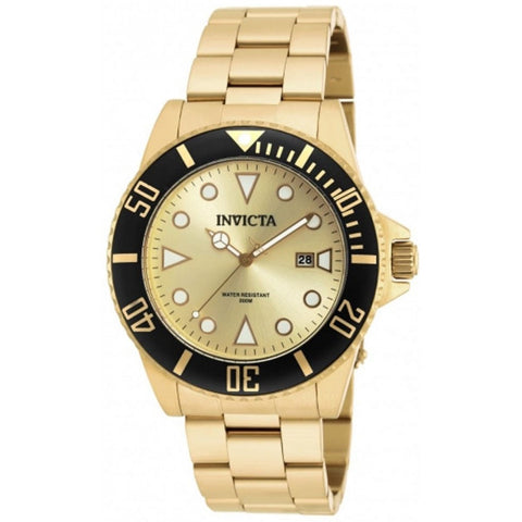 Invicta Men's Pro Diver Gold-Tone Steel Bracelet and Case Quartz Analog Watch