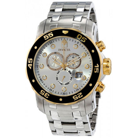 Invicta Men's Pro Diver Silver Stainless-Steel Swiss Chronograph Watch