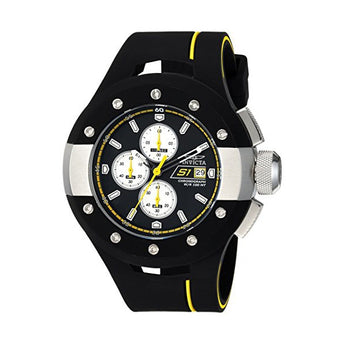 Invicta Men's S1 Rally Quartz Stainless Steel and Silicone Casual Watch, Black