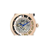 Invicta Men's Vintage Rose Gold and Silver Semi-Skeleton Dial Leather Strap Aut