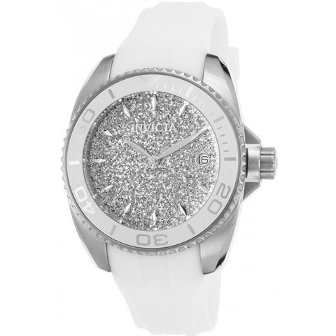 Invicta Women's Angel Quartz Stainless Steel and Silicone Casual Watch, White