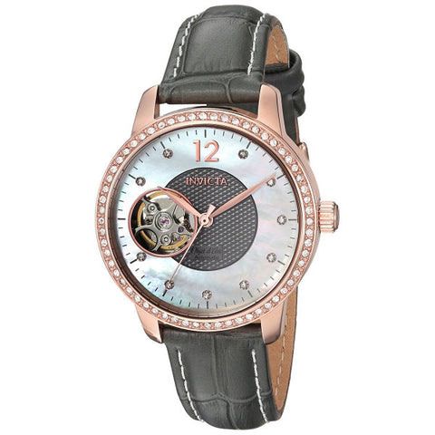 Invicta Women's Objet D Art Automatic Gold and Leather Casual Watch