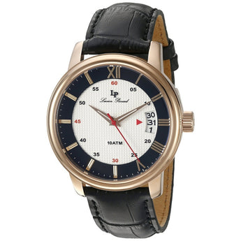 Lucien Piccard Men's 'Amici' Quartz Stainless Steel and Black Leather Casual Wa