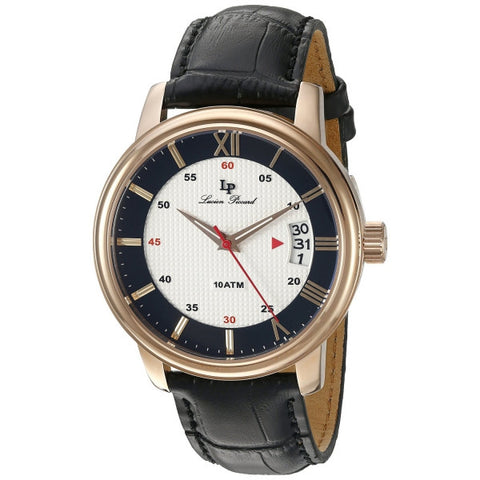 Lucien Piccard Men's 'Amici' Quartz Stainless Steel and Black Leather Casual Wa