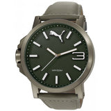 Puma Mens PU103461004 Motorsport Green Grey Ultrasize 3HD Leather Watch