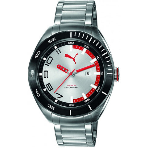 Puma Quartz Stainless Steel Automatic Watch, Silver-Toned