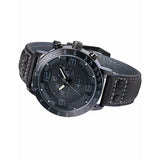 Be-Shark Men's Analog Quartz Chronograph 24 Hours Display Black Leather Band Wr