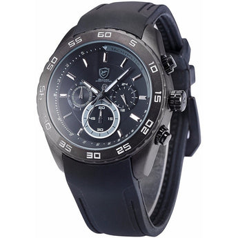 Be-Shark Men's Analog Quartz Chronograph Black Silicone Band Wrist Watch SH260b