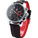 Be-Shark Men's Date Day 24Hrs Black Red Sport Quartz Wrist Watch