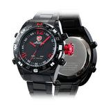 Be-Shark Men's LED Date Day Digital Black Red Army Sport Quartz Wrist Watch