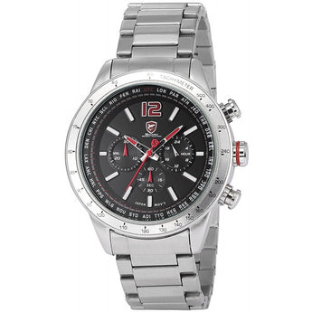 Be-Shark Men's Quartz Watch, Black Dial Chronograph  Analog Stainless Steel Ban