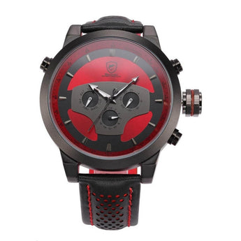 Be-Shark Men's Sport Black And Red Dial Dual Time Zone Analog Watch SH207be