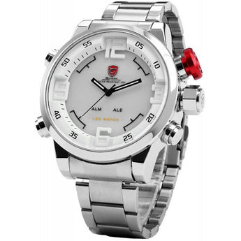 Be-Shark Men's Sport LED Watch Day and Date Stainless Steel Bracelet SH104be