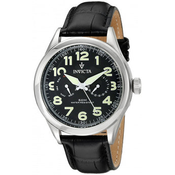Invicta Men's 11741 Vintage Master Calendar Black Dial Black Leather Watch